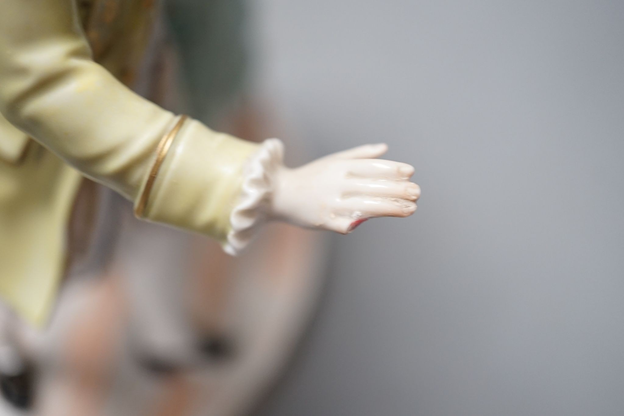 A Dresden porcelain group of a dancing couple 21cm